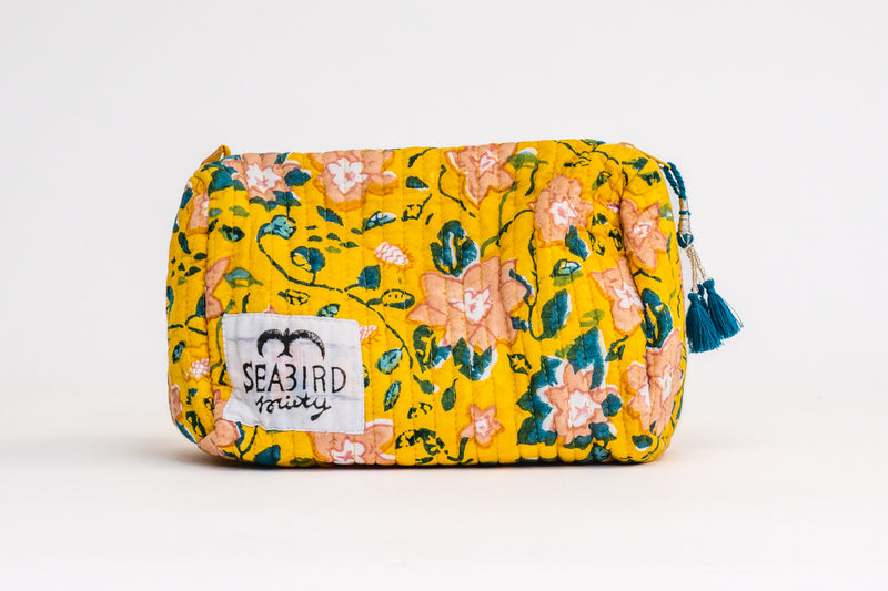 "GoGo" Quilted Cosmetic Set of Two - Mini Magnolia in Marigold