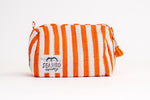 "GoGo" Quilted Cosmetic Set of Two - Cabana Stripe in Hot Tamale