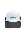 Black and Bright Aqua Bird Trucker Hat