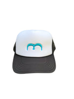 Black and Bright Aqua Bird Trucker Hat