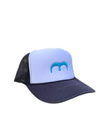 Black and Bright Aqua Bird Trucker Hat
